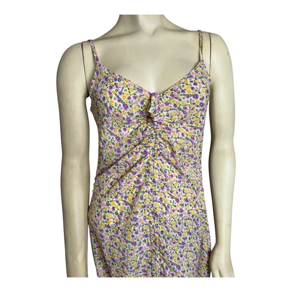 Cupshe Womens Casual Dress Midi Floral Ruched Cottage Romantic M - Picture 2 of 6